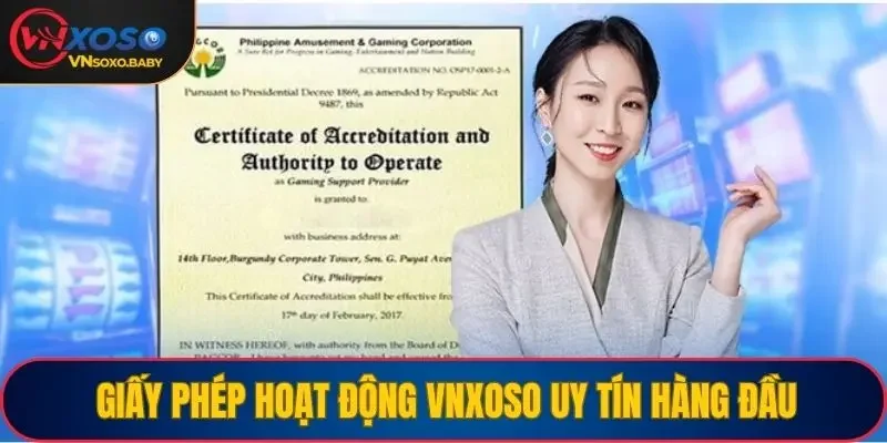 Giấy phép hoạt động VNSOXO uy tín hàng đầu