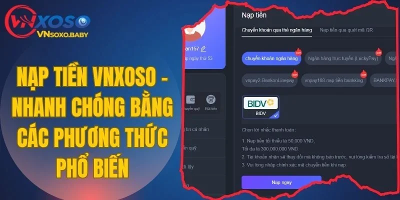 nạp tiền VNSOXO